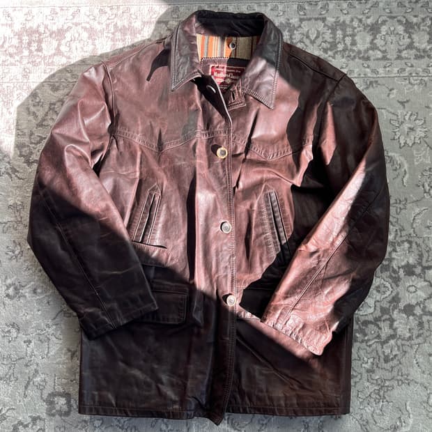 90s 말보로 클래식 이태리 메이드 레더 필드자켓