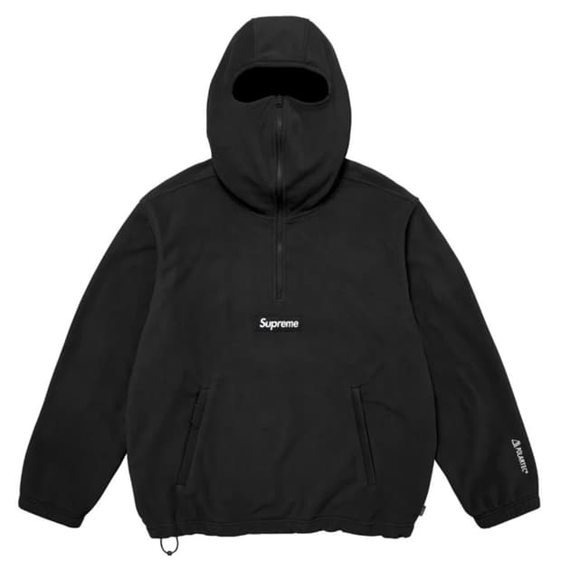 슈프림 폴라텍 페이스 마스크 하프 집 후드 스웨트셔츠 블랙