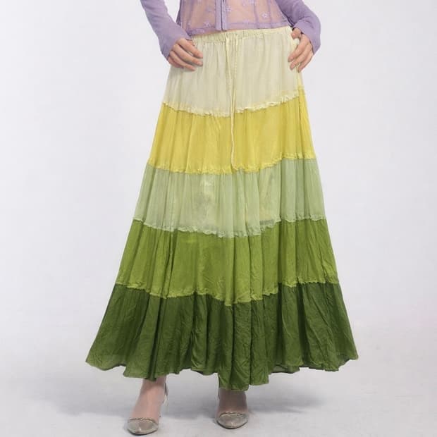 빈티지 레트로 그린 그라데이션 스커트