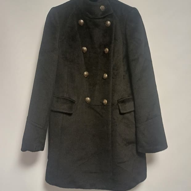 [울 95%] 쉬즈미스 엔틱 버튼 더블 울 코트 (66사이즈/블랙)