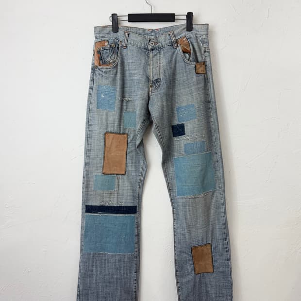 Yen Jeans by 미치코 코시노 이태리 레더 패치 데님 