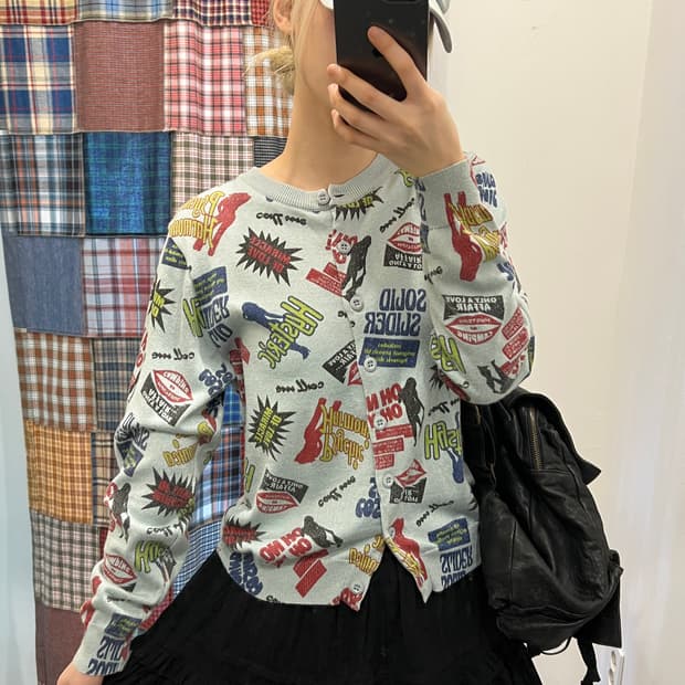 히스테릭 글래머 걸 프린트 가디건