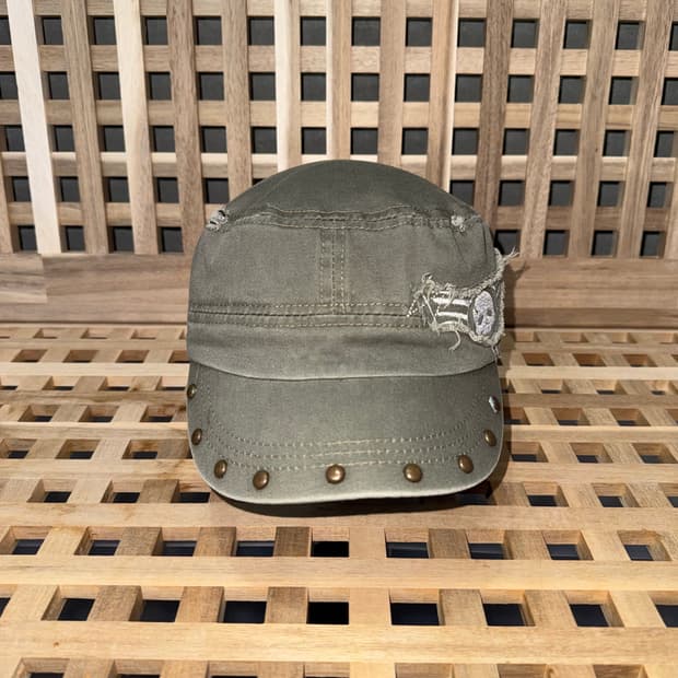 빈티지 해골 자수 스터드 밀리터리 캡
