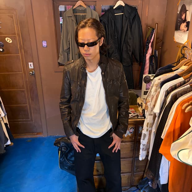 LEATHER 브라운 램 레더 집업 자켓