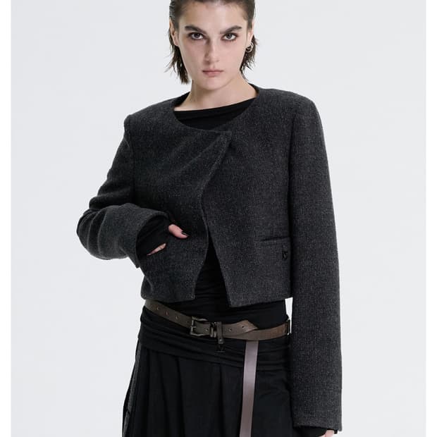 트리밍버드 Crop Tweed Set-up Jacket 트위드 자켓