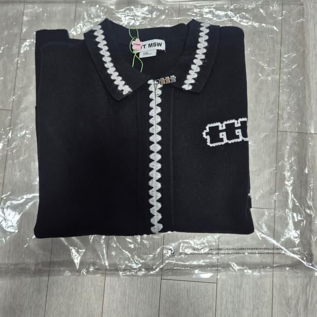 TTT MSW 니트 폴로 가디건 블랙 XL 사이즈