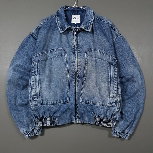 실측 XL) ZARA 자라 신형 포켓 데님 자켓 워싱 청자켓 블루
