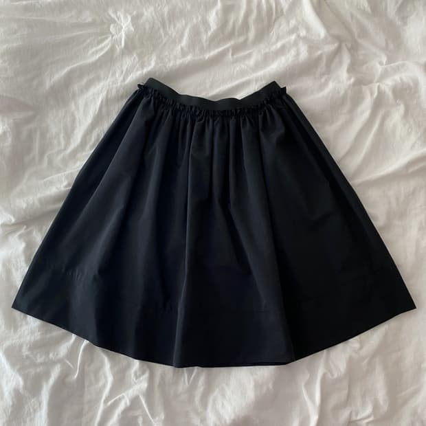 빈티지 블랙 미디 코튼 스커트