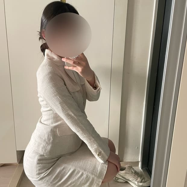 빈티지 아이보리 트위드 정장 세트