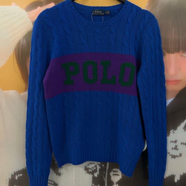 POLO 폴로 코발트블루 케이블니트
