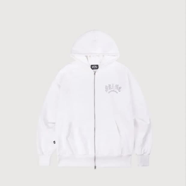 프라임멤버스 라인스톤 후드집업 화이트