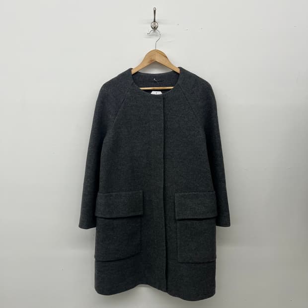 코스 COS 미니멀 울 롱코트 노카라 디자인 여L