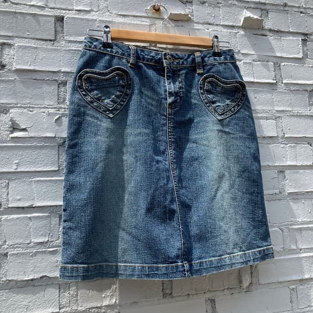 Zana-Di 하트 포켓 데님 미니스커트 28