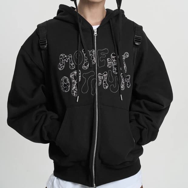 무신사 엠오오 레오파드 기모 후드집업