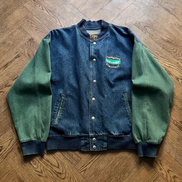 [M]USA 빈티지 MINT A BURST 데님 바시티 자켓