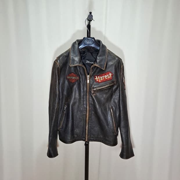 (택포) 할리패치 카우하이드 싱글자켓 M B476