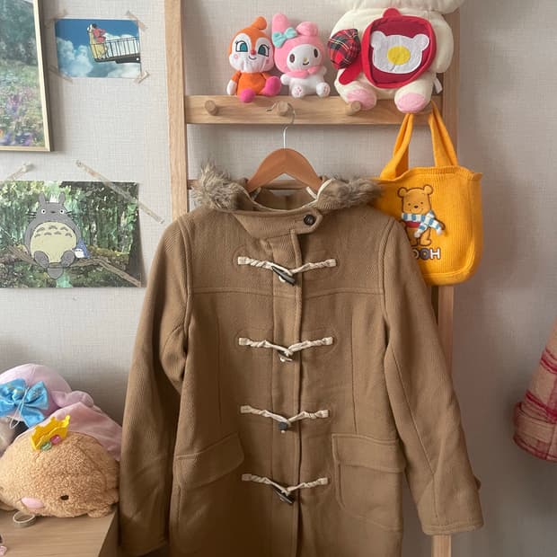 모리걸 빈티지 베이지 후드 퍼 떡코🤎