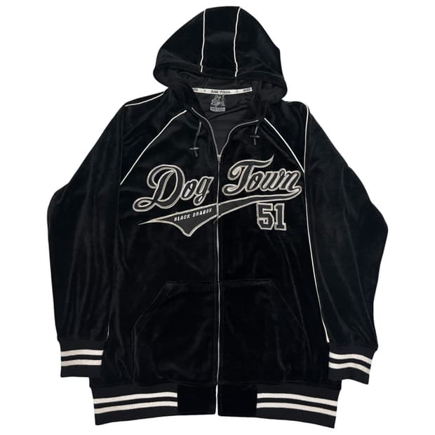 도그타운 DOGTOWN 벨벳 레터링 로고 후드집업 XL