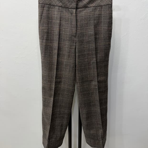정품) 럭키슈에뜨 체크무늬 모재질 슬랙스 바지 36(28)