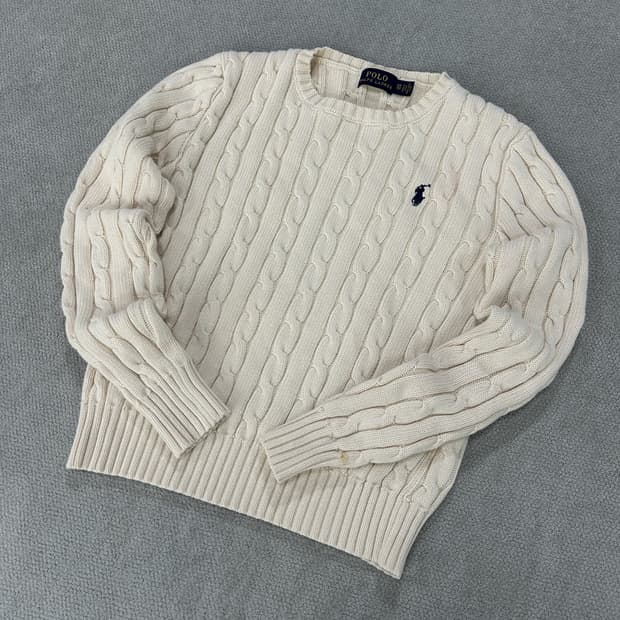 폴로 랄프로렌 케이블 니트 아이보리 xs