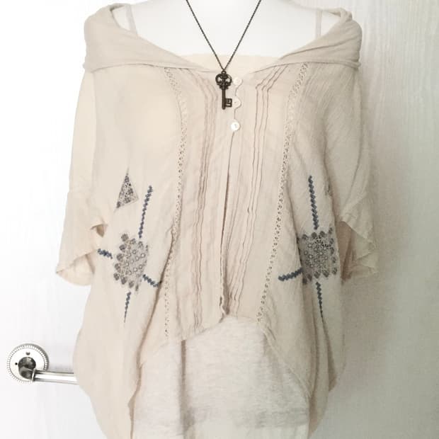 vintage short-sleeve embroidered cardiga
