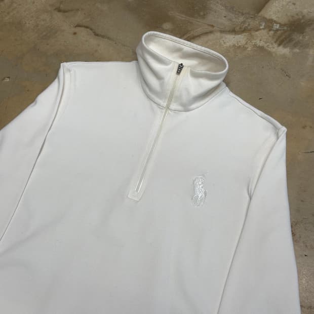M 폴로랄프로렌 골프 빅포니 여성용 화이트 니트 집업