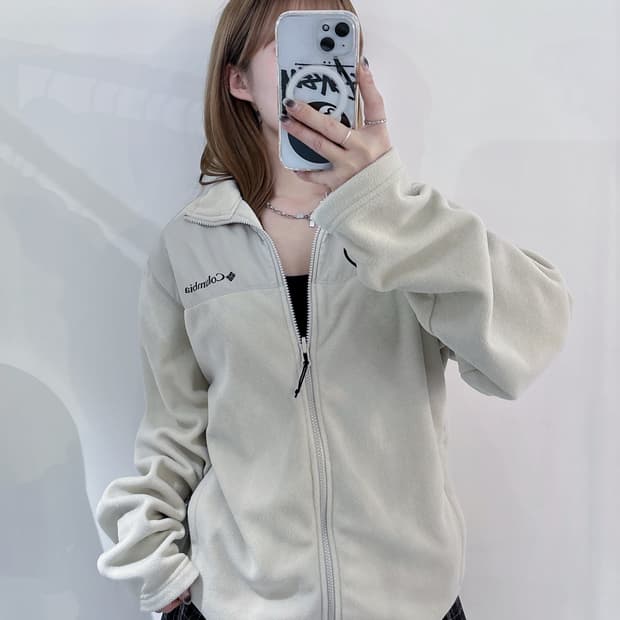 콜롬비아 크림 후리스 집업