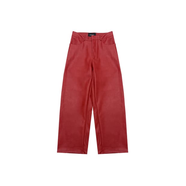 NAMILIA LEATHER BAGGY SUIT TROUSERS RED