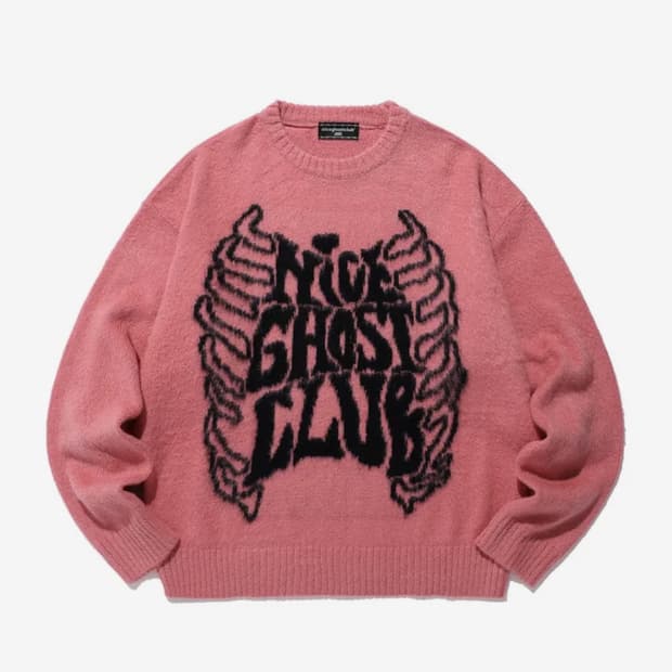 [원가_89000원] 나이스고스트클럽 스컬 로고 니트