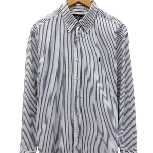 00년대 폴로 줄무늬 셔츠 화이트&스카이블루 (L)