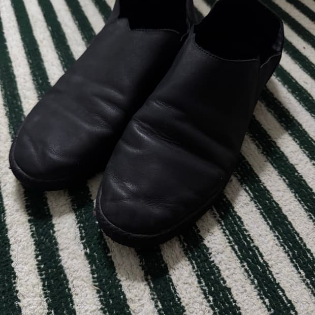 요지 야마모토 레더 슬립온