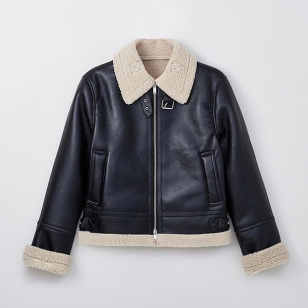 스파오 퍼배색 무스탕 블랙 S