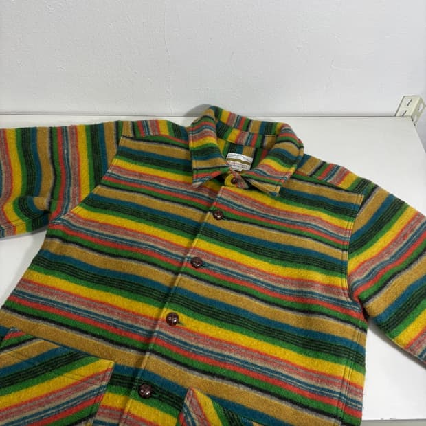 M-L 모벤픽 오버핏 멀티칼라 콩단추 울자켓