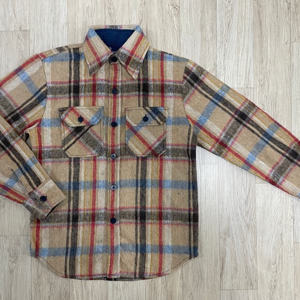 95) 70's Brewster 미군 체크 울 셔츠(RRL&LVC&폴로)