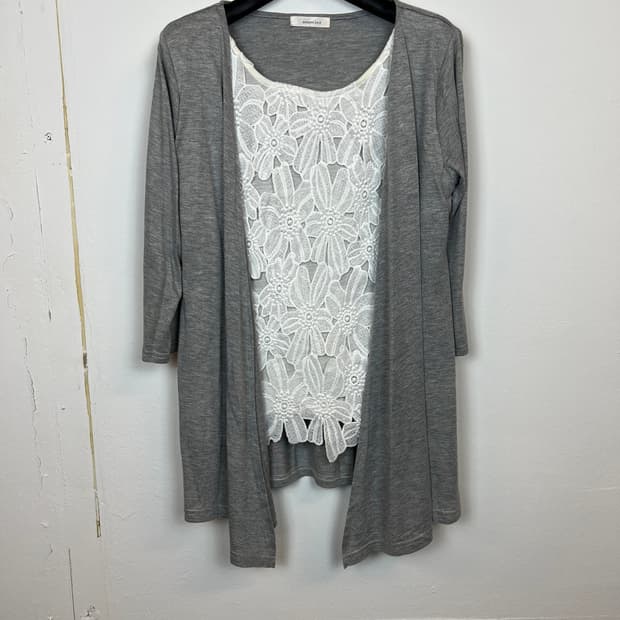 JPN 모리/러블리/펑크/Y2K 레이스 롱 가디건 M