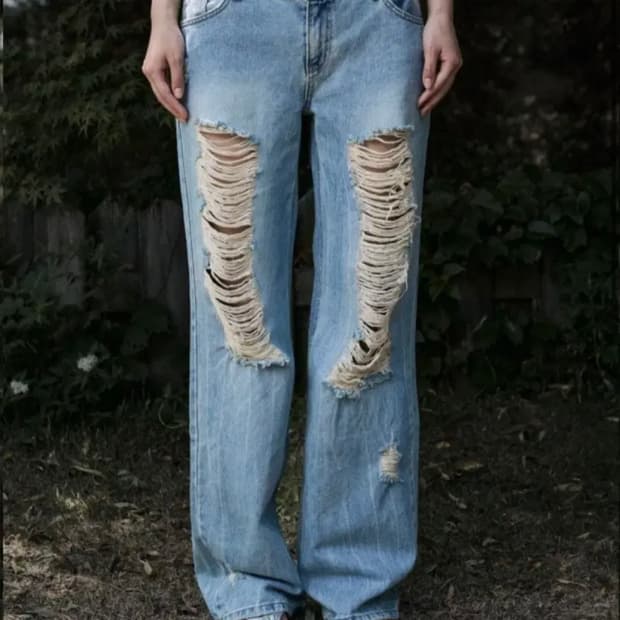 보헤미안서울 데미지 와이드 데님펜츠