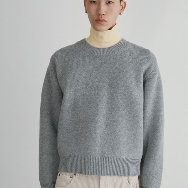 [할인] 렉토 24F/W 컴팩트 라운드 넥 스웨터 니트 그레이