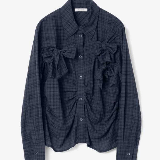 밀로우먼 리본 타이 셔츠 네이비 M