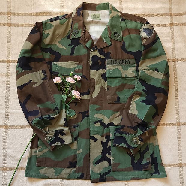 90 년대 미군 오리지널 카모 셔츠자켓 BDU 미디움 레귤러