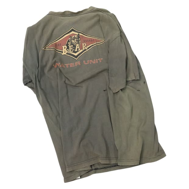  베어 서프 보드 90s 빈티지 데미지 워싱 티셔츠 (L)