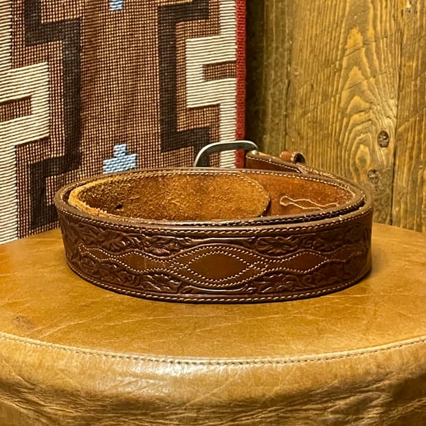 Western leather carved belt / 웨스턴 벨트