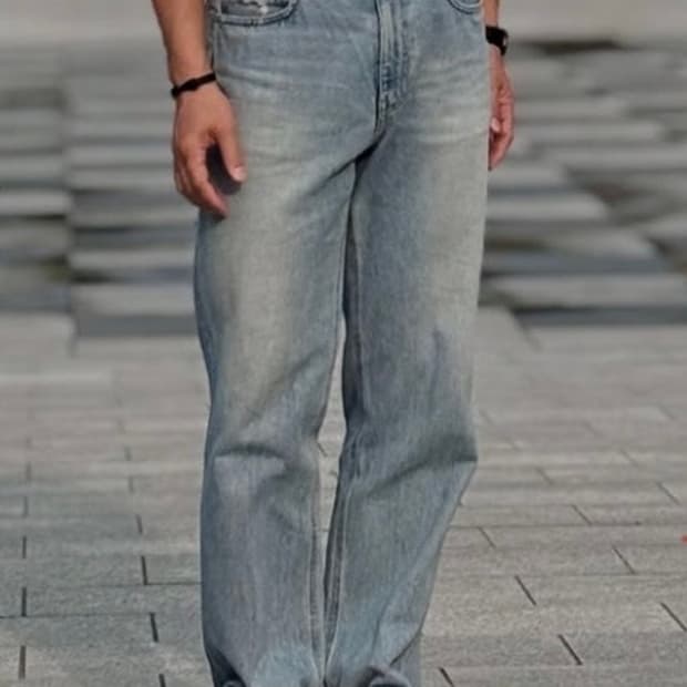 솔리드옴므 워싱 연청 데님 팬츠 50(33-34)