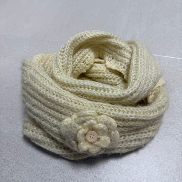 코사지 모리 뜨개 단추 머플러