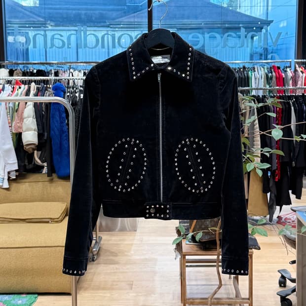 생로랑 블랙 벨벳 스터드 자켓 