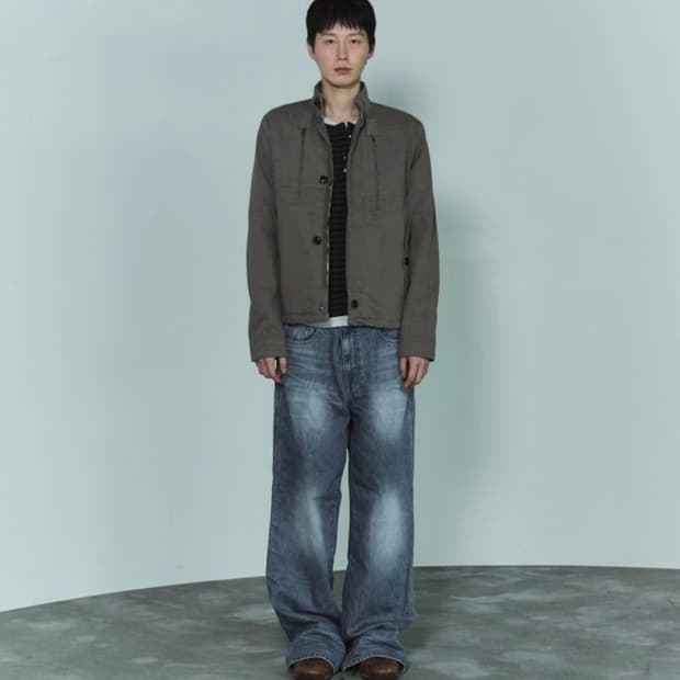 블루썬플라워 vintage fade high-neck jacket