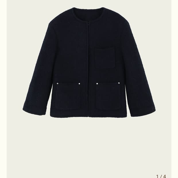 리본빛 네스 트위드 자켓 네이비