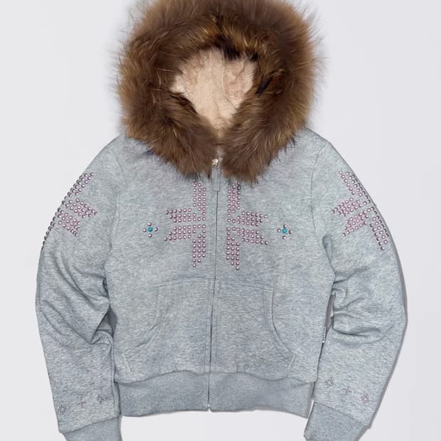 스컬프터 퍼 후드집업