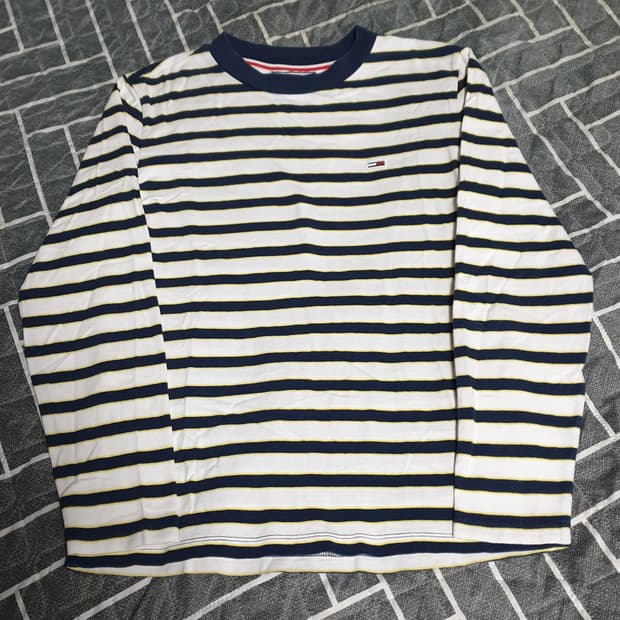 타미진스 스몰로고 스트라이프 긴팔티 (XS)