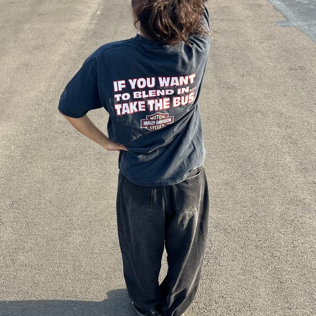 90s 빈티지 할리 데이비슨 'Take The Bus' 티셔츠 🇺🇸
