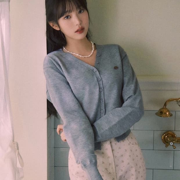 로라로라 rolarola 브이넥 베이직 가디건 그레이